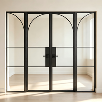 Portes intérieures en verre à charnières en acier avec cadre en fer |   Portes intérieures vitrées résidentielles pour maison et appartement