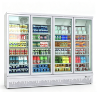 Congélateur vertical commercial à 3 portes, à température unique, avec vitrine en verre et éclairage LED, 220V, pour supermarché, pour la présentation de bières et de boissons