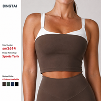 Soutien-gorge de sport Dingtai certifié GCC pour femme, color block, antichoc, pour yoga et course, dos en U côtelé, coussinets amovibles
