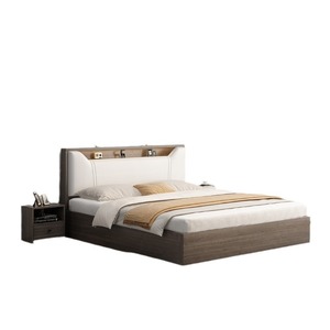 Modern Minimalist <b>Solid</b> <b>Wood</b> Platform <b>Bed</b> 1.8M Soft Headboard Bedroom Furniture - Product Image 2