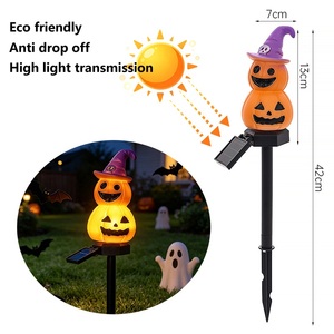 Lámpara Solar de Jardín con Forma de Calabaza Fantasma, Impermeable, de PVC, para Halloween, con Estaca para Césped, Decoración para Patio Exterior - Product Image 2
