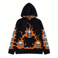 Andrea |   Pull Jacquard à Capuche Cœur Amusant Style Américain pour Homme, Coupe Ample Hip-hop Original, Logo Avant en Acrylique/Polyester/Nylon