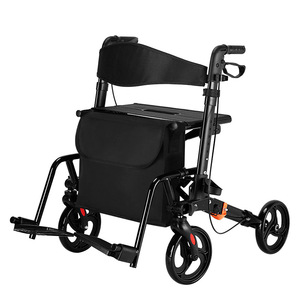 Cross-Border New Aluminum Alloy <strong>Walker</strong> for Elderly Travel <strong>Wheeled</strong> <strong>Seat</strong> <strong>with</strong> Four-Wheel Multi-Purpose Shopping Cart Rollator - Product Image 5