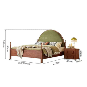 Meubles de chambre à coucher vintage rétro KMJ, <span class=keywords><strong>lit</strong></span> demi-rond capitonné, <span class=keywords><strong>lit</strong></span> en <span class=keywords><strong>bois</strong></span> taille king - Product Image 6