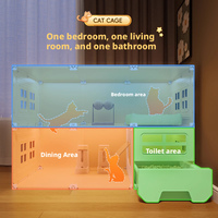 Cage pour chat Villa Cat, cage pour chat super grande, en plastique durable, motif solide, utilisation en intérieur, multifonctionnelle, maison pour animaux de compagnie écologique