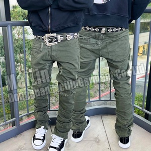 Nuevos Jeans Apilados de Mezclilla con Estilo Desgarrado Personalizado - Product Image 1