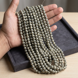 ลูกปัดหินแจสเปอร์ลายดัลเมเชียนธรรมชาติ สีขาวลายจุดดำ ขนาด 4 มม. 6 มม. 8 มม. 10 มม. หินพลอย NOBLESTONE GEMS สำหรับทำเครื่องประดับ - Product Image 3