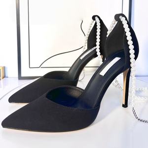 Fashion pearl chain Women's High Heels Pointy Pumps Women Pearl Strap Evening <b>Party</b> Dress Bride Wedding Shoes High Heels <b>Sandals</b> - Product Image 3
