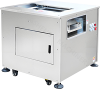 Trancheuse à poisson électrique commerciale en acier inoxydable à coupe inclinée, idéale pour la préparation du poisson et du bar.