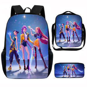 デーモンハンターガールグループ K-Pop スリーピースバックパック、ペンシルケース、ディナーバッグ、大容量学生バックパック - Product Image 1