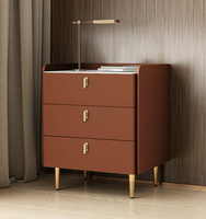 Luxe moderne marbre bois massif blanc noir gris cuir table de chevet 3 tiroirs chambre hote flottant casier meubles design