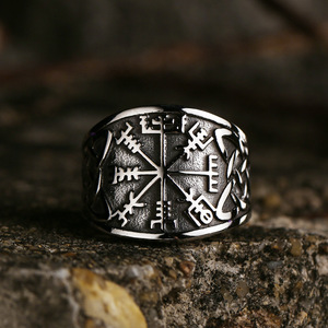 Bague pour homme en acier inoxydable, plaqué argent antique, motif croix, style punk, cadeau de bijoux - Product Image 3