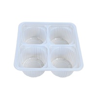 Barquette en plastique jetable de qualité alimentaire à 4 cavités rectangulaires pour mochi, crème glacée et biscuits, emballage blister anti-gel