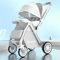Poussette Bébé Écologique HONYON Légère Pliable à 4 Roues Bidirectionnelle avec Fonction Sièges Élevés ou Allongés pour 0-3 Ans