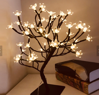 Prise de batterie USB 45cm 24/36/48 ampoules Noël Maison Mariage Arbre artificiel Table Nuit Fleur Fleurissante Led Cerisier Lumière d'arbre