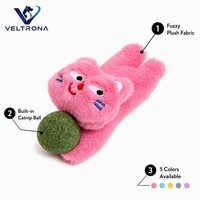 Jouet à mâcher à la catnip pour chats, jouet à mordre en peluche à la catnip avec boule suspendue, tissu duveteux, visage brodé