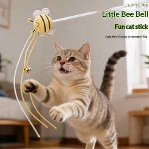 Jouet interactif pour chat en peluche en forme de petite abeille ronde et dodue, pour usage intérieur, vente en gros d'articles pour animaux de compagnie - Product Image 2