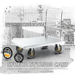 SFREYA ST12508 Gerobak Trailer Platform Logam Portabel Empat Roda Lipat untuk Penggunaan Industri <span class=keywords><strong>OEM</strong></span> Pengangkut Kargo Garansi 1 Tahun - Product Image 5