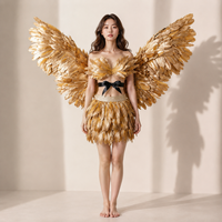 Ailes d'ange en plumes d'oie dorées de qualité supérieure pour défilé de carnaval brésilien, spectacle de burlesque, performance de danse, tenue de club