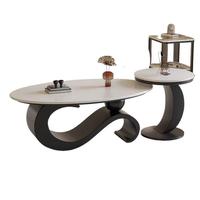 Nouvelle table basse ovale en dalle de roche, plateau en marbre naturel, mobilier de maison moderne de luxe léger, table à thé pour salon, table d'appoint