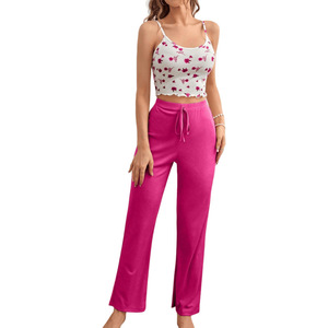 Conjunto de Pijamas Casuales Cómodos y a la Moda para Mujer, Ropa de Dormir Floral, Camisola Suave y Pantalones Largos para Damas - Product Image 5