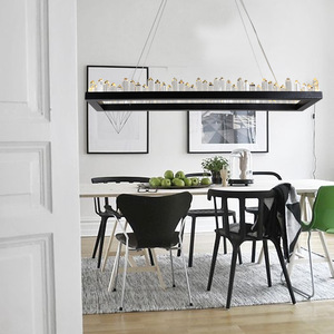 Lampes suspendues de plafond sur l'île de cuisine moderne or noir Led anneau cercle cristal lustre lumière - Product Image 5