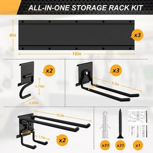 Organisateur mural de garage robuste, étagère murale suspendue pour garage et jardin, rangement d'outils et d'équipements de jardin pour mur de garage - Product Image 6