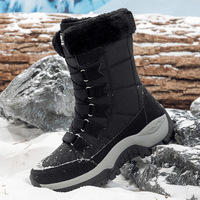 Bottes de neige hautes pour femme, mi-mollet, avec doublure en coton, semelle intérieure en EVA, confortables, imperméables, chaudes et rehaussantes