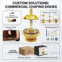 Set Perlengkapan Pemanas Makanan Royal Hotel Restaurant Stainless Steel Mewah Model Gantung Warna Hitam 8LGold Chef Dish untuk Peralatan Katering