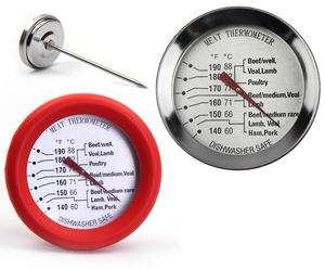 Биметаллический термометр для мяса из нержавеющей стали с большим циферблатом и высокой точностью измерения - Product Image 2