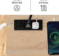 Chariot de cuisine multifonctionnel en bois noir personnalisé avec prise électrique, étagère à épices, roulettes, îlot de rangement pour salle à manger, vente en gros