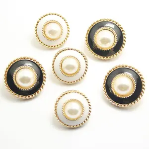 Botones cosidos de perlas de imitación, botones de costura de metal, Vintage, para decoración, venta al por mayor