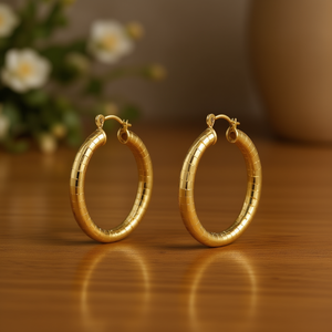 Pendientes de aro chapados en oro para mujeres y hombres, estilo clásico, aleación de zinc, joyería de moda, pendientes unisex con acabado en oro de 24 quilates - Product Image 2