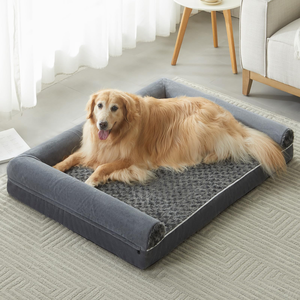 All-Season Detachable Rectangle <b>U</b>-Type Orthopedic Gray Dog Bed Couch with Removable Velvet Cover Washable All-Season Pet Bed - Product Image 1