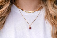 Collier pendentif en cristal de pierre naturelle brute de bijoux en plaqué or 18 carats de mode délicate