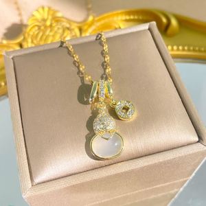 Collar De Acero Inoxidable Chinese Faux Chalcedony Gourd Pendant <b>Titanium</b> Steel Necklace Stainless Steel Necklace Clavicle <b>Chain</b> - Product Image 3