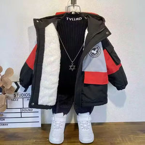 Usine en gros enfants veste d'hiver filles imperméable moelleux brodé veste capuche détachable fermeture à glissière <span class=keywords><strong>pas</strong></span> <span class=keywords><strong>cher</strong></span> épais manteau - Product Image 3