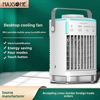 Enfriador de Aire con Función de Enfriamiento por Agua y Hielo, Modelo Compacto de Escritorio, Uso en Casa o Dormitorio, Funcionamiento Silencioso, Purificador de Aire, Control Táctil