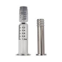 Seringue en verre épais de 1 ml pour distillat d'huile, avec piston en métal doré, emballage de concentré de 1 ml