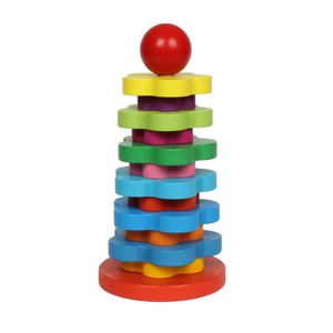 Houten Gebouw Stapelen Blokken Stapelen Ringen Speelgoed Regenboog Toren Toy - Product Image 3