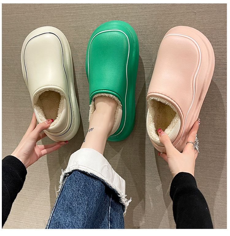 Fashion Women Waterproof Cotton Slippers Warm Indoor Winter Slippers Shoes Men