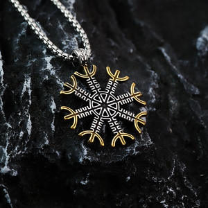 Collar de Hombre de Acero Inoxidable con Colgante de Copo de Nieve Nórdico, Diseño Geométrico, Joyería para Regalo - Product Image 2