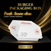 Emballage pour restauration rapide en gros, boîte à hamburger en carton kraft de style clamshell, taille personnalisée, impression personnalisée, pour les distributeurs d'emballages alimentaires