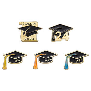 Novedad de 2024, alfileres de esmalte suave de aleación chapada en oro para manualidades de Metal ecológicas personalizadas, nuevos alfileres de graduación de flores para <span class=keywords><strong>colegas</strong></span> - Product Image 4