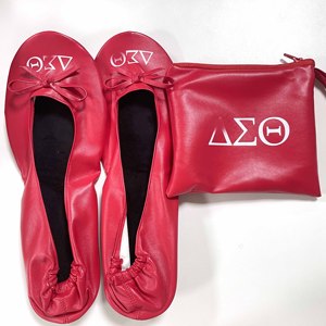 Spantofola per Sorority personalizzata in fabbrica con lettere greche rosse nere stampate Design DOI/TLOD/<span class=keywords><strong>SGR</strong></span>/ZOB/OES/NCNW/NAUW/XHO/link - Product Image 1