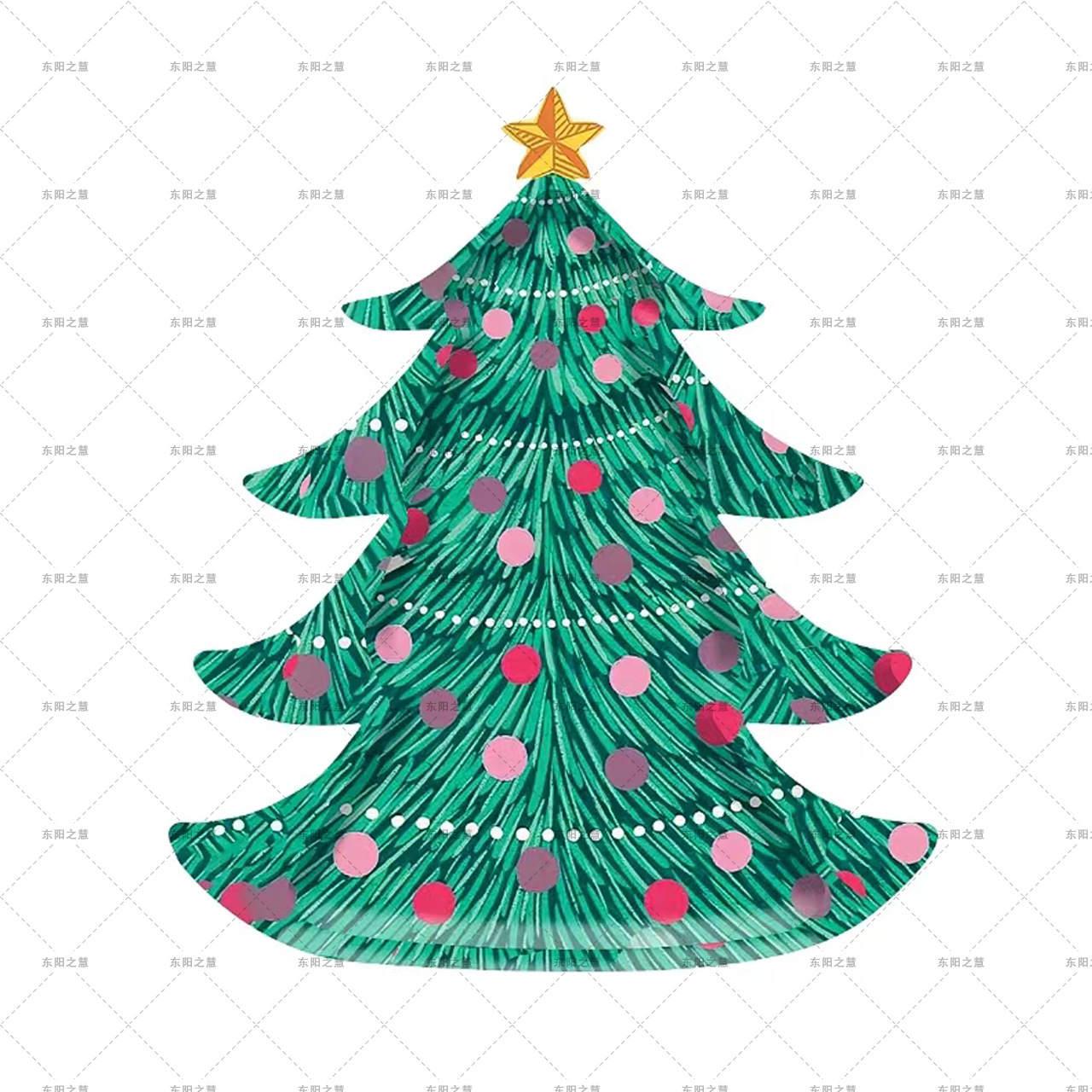 Plato de papel de árbol de Navidad de 9 pulgadas *8