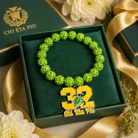 Elegante Pulsera Elástica Ajustable con Cuentas para Mujer, Sorority Est. 1932, Letra Griega Chi Eta Phi, Joyería para Mujer, Regalos