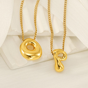 Zogxin Gold Plated Letter Pendant Necklace 18K Zinc Alloy A B C D E Fashion Jewelry For Women Daily Wear Gift - Product Image 4