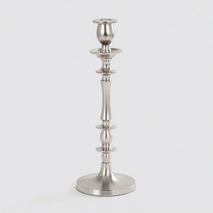 Silver Matte Finish Tall Candle Holder <b>Large</b> Decorative <b>Candlestick</b> Stand for Table Centerpiece Home Decor Living Room - Product Image 2