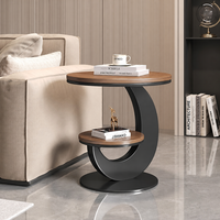 Runder Holz-Beistelltisch, Kleiner Couchtisch für Wohnzimmer und Nachttisch, Luxuriöser Hochwertiger Sofa-Beistelltisch, Niedlicher Freizeitstil